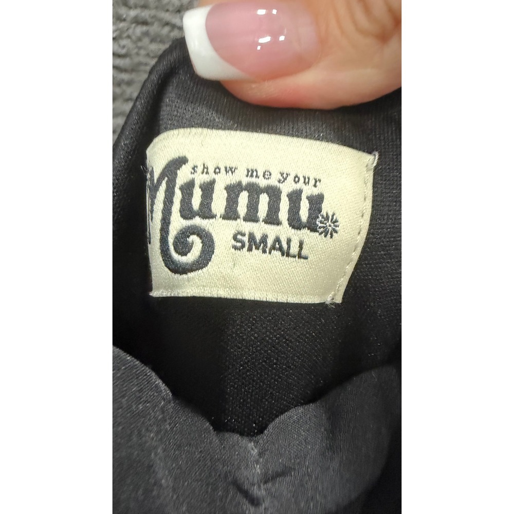 Show Me Your Mumu Gown Womens Small Black Barcelona Ruffle Formal High Low Tie - Picture 4 of 8